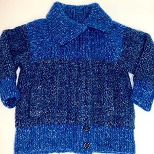 Tapestries Ireland Vintage Blue Wool Sweater Jacket Fisherman Core Size M